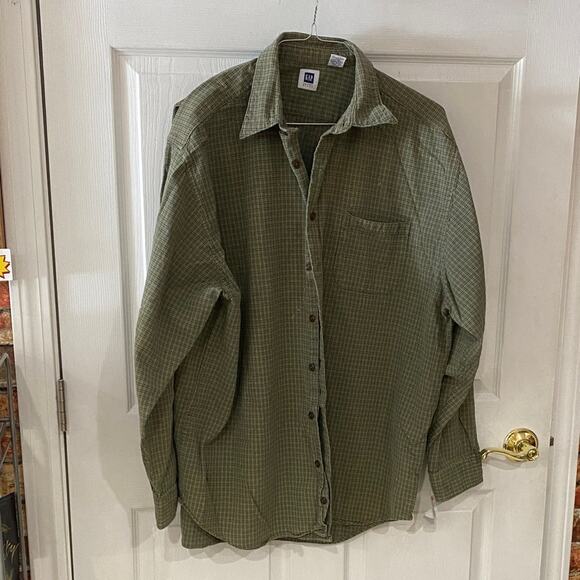 GAP Factory Olive Plaid Shirt Jacket - Picture 1 of 1